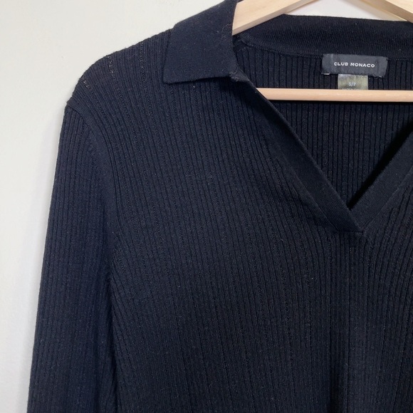 CLUB  MONACO | RIBBED EVERYDAY COLLAR SWEATER - Picture 3 of 12